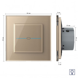 Одноклавишный сенсорный диммер Livolo Quadro, 1 пост, цвет золотой